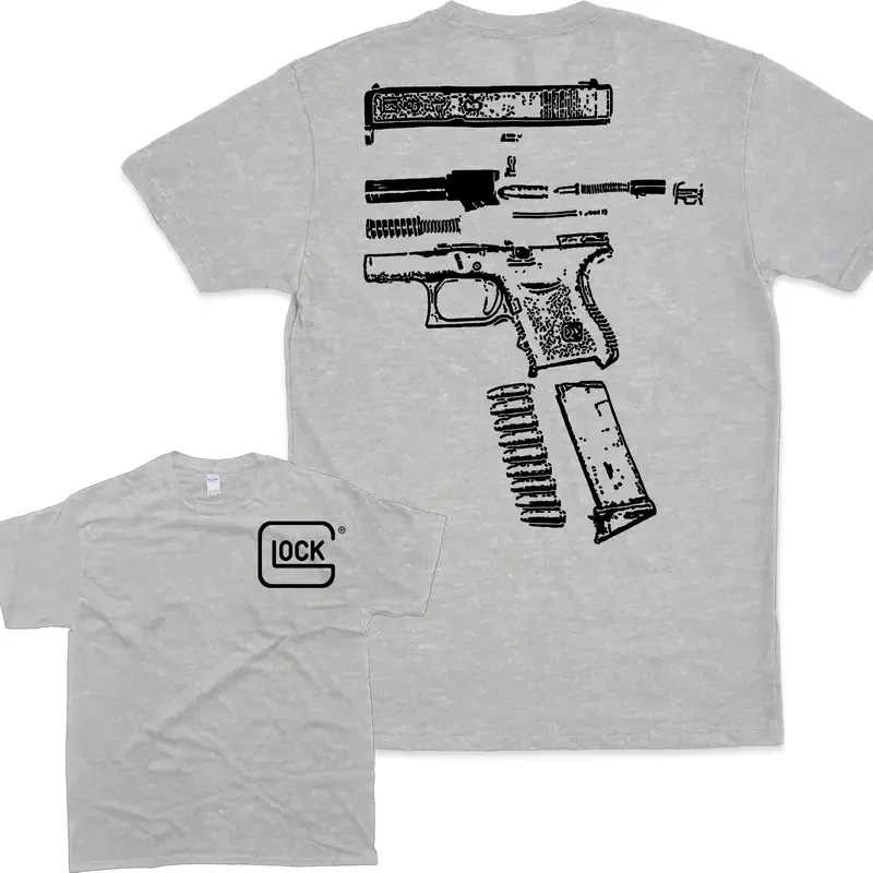 100% قطن في غلوك نحن نثق 2 الجانب أسود أبيض اللون جرافيك تي شيرت للجنسين نمط 100% قطن ملابس رجالية تي شيرت #2