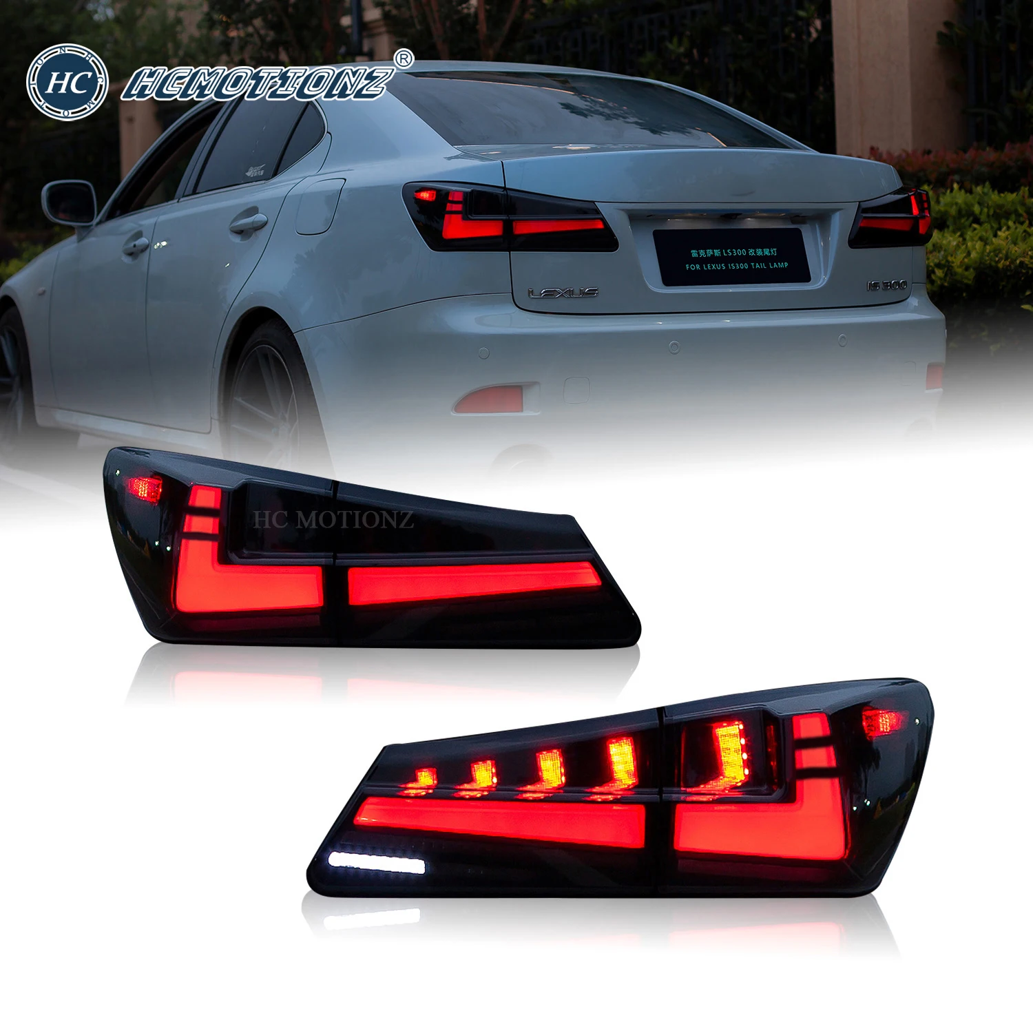 HCMOTIONZ LED Tail Light Assembly For Lexus IS250 IS350 ISF 2006-2012 Car Styling Back Lamps DRL Start Up Animation Rear Lamps