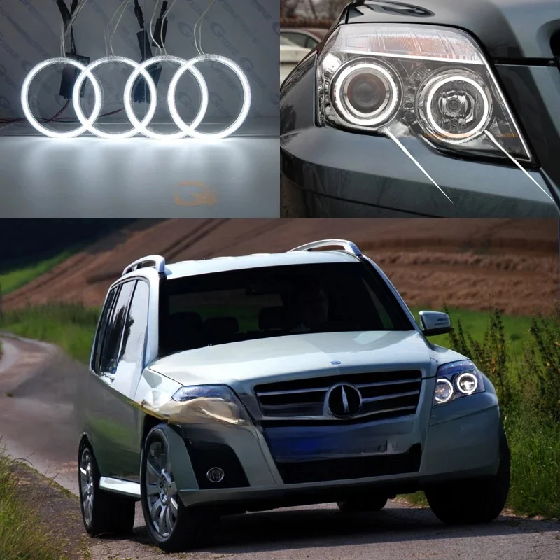 Dla MERCEDES BENZ GLK X204 280 300 320 350 2008 2009 2010 2011 2012 Doskonały ultra jasny zestaw pierścieni CCFL Angel Eyes Halo — zdjęcie 2
