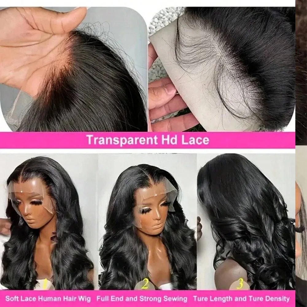 الجسم موجة خصلات الشعر المستعار الإنسان 13x6 Hd الدانتيل الباروكات الأمامية 220 الكثافة 40 بوصة للنساء السود قبل قطعها موجة فضفاضة الدانتيل شعر مستعار أمامي