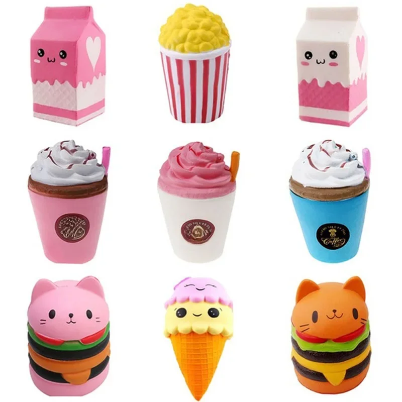 Jumbo niedlichen Popcorn Kuchen Hamburger Squishy Einhorn Milch langsam steigende Squeeze Spielzeug