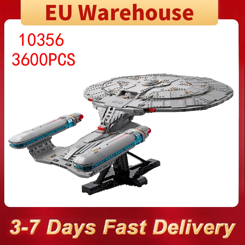 3600 pièces de blocs de construction Star Trek, modèle de brique de l'Entreprise spatiale, jouet pour adultes, cadeaux d'anniversaire et de Noël, compatibles avec le set 10356