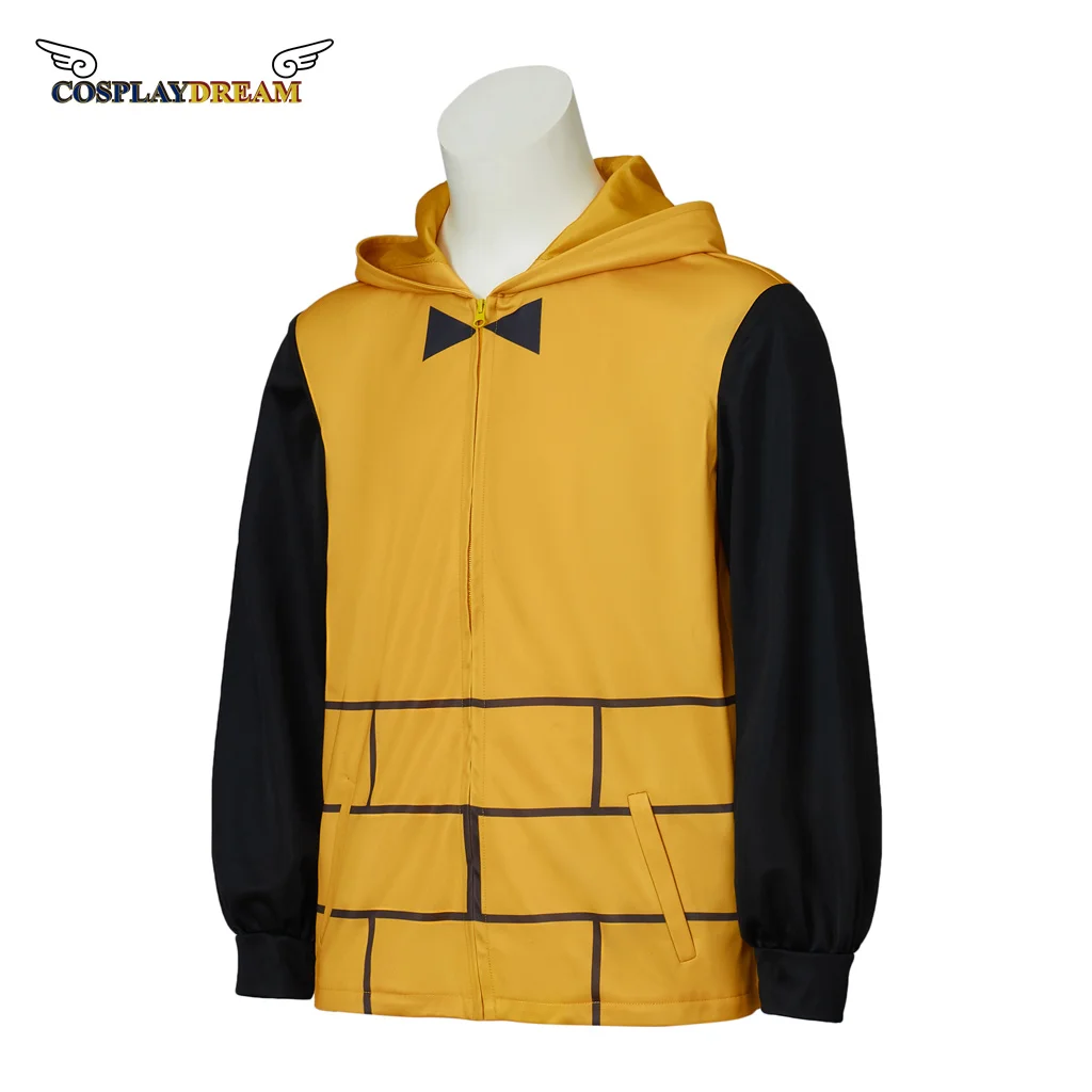 Bill Cosplay Cipher Costume Adult Men's Yellow Hoodie Fall Winter Sweater Jacket Halloween Spooky Cosplay Costume