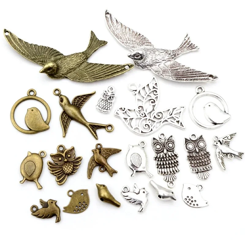 Moda nowy antyczne posrebrzane brązowy ptak Handmade Charms wisiorek DIY biżuteria ustalenia dla bransoletka naszyjnik — zdjęcie 2