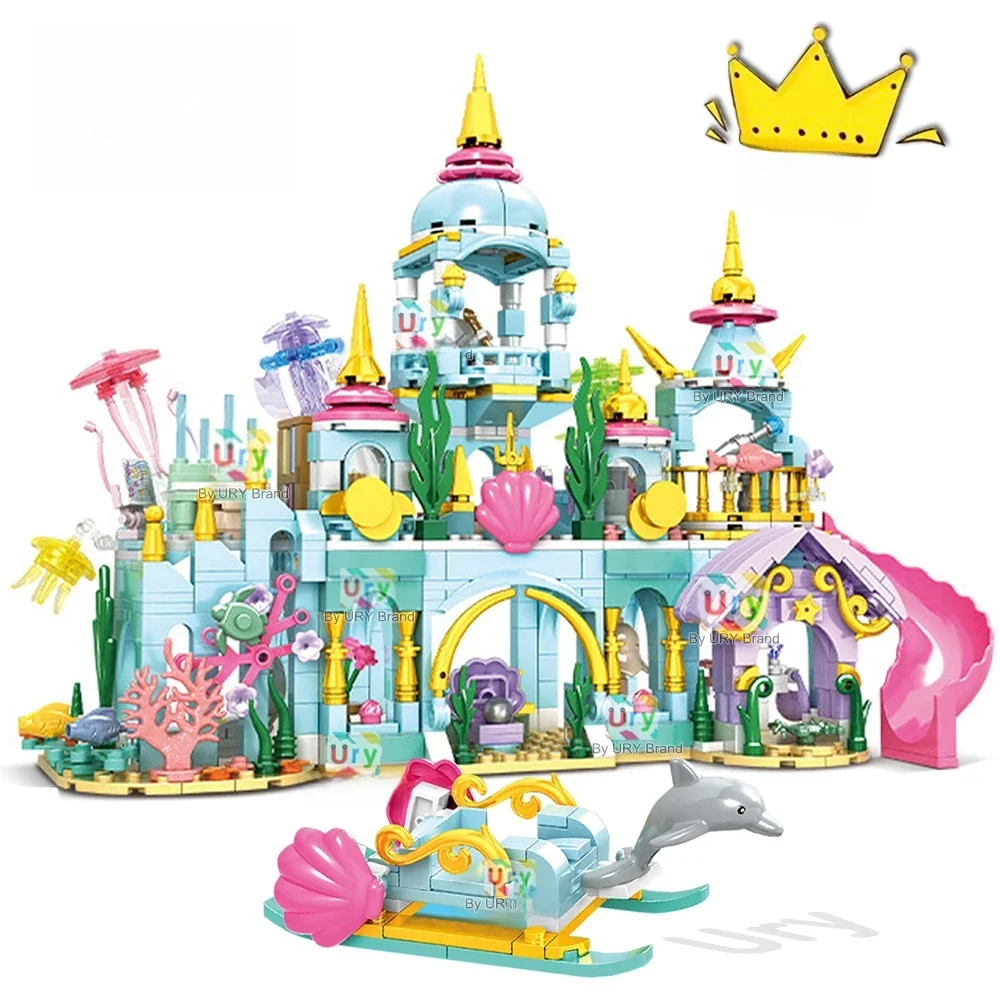 Amis princesse palais sous-marin château de luxe aire de jeux maison océan aventure trésor blocs de construction ensemble jouet pour fille cadeau