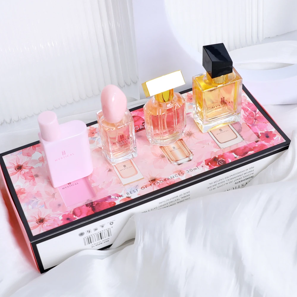 Mystical 4 Pcs Women's Perfume Gift Set Elegant Assorted Fragrance Collection Long Lasting Scent Portable Mini Perfumes Kit Ideal Birthday Anniversary Holiday Gift