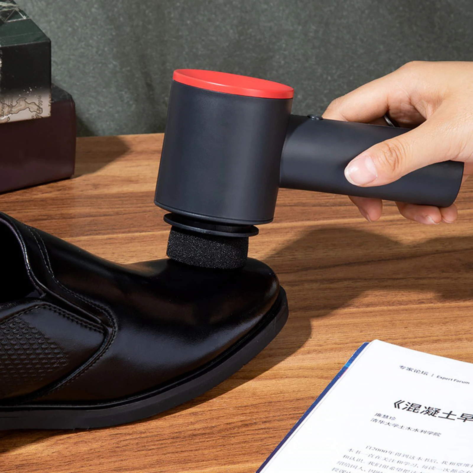 Electric Shoe Polisher Handheld with Replacement Brush Sponge Brush for Sofa Handheld Cleaner Leather Shoes Boot Shoe Polisher