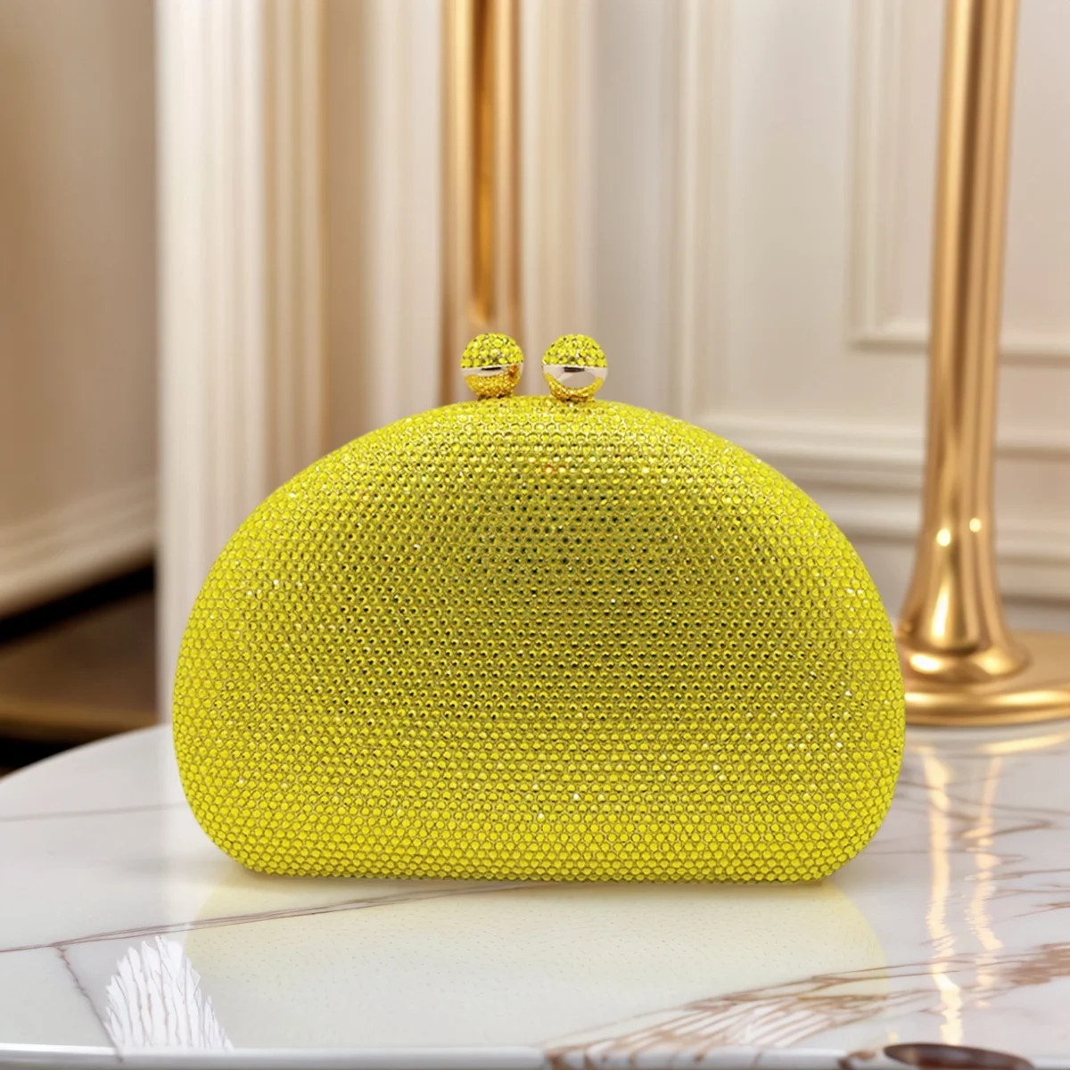 

Dazzling Women Crystal Evening Bag Chic Rhinesrone Clutch Purse Shell Shaped Handbag Shoulder Bag for Cocktail Banquet Party