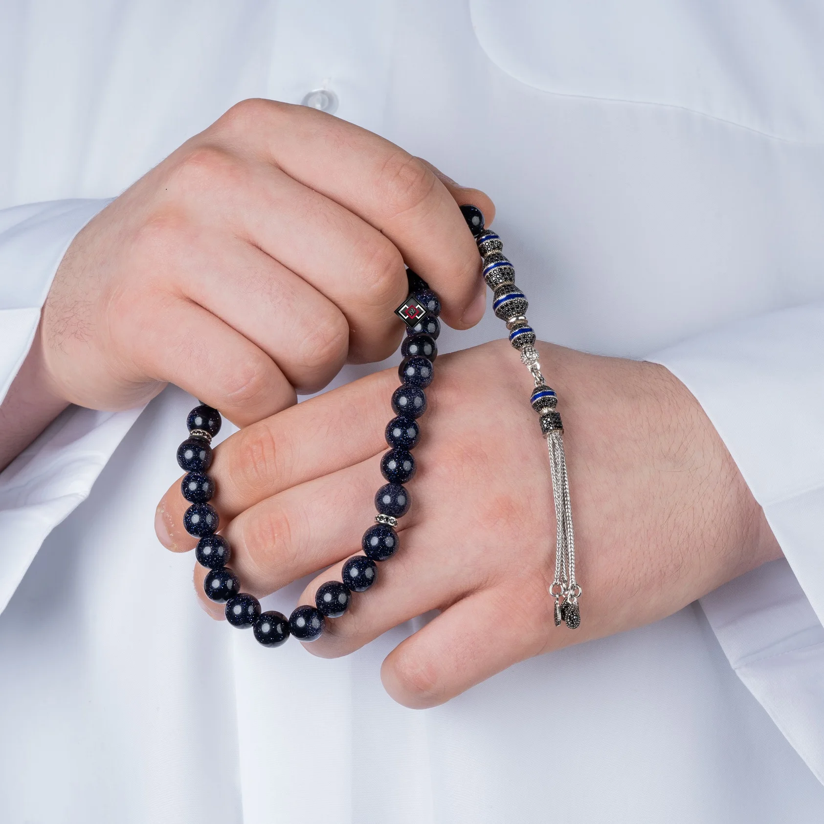 Luxury Men's Prayer Beads with 33 Beads Made of Black Tiger Eye Stone