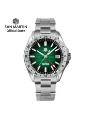 San martin 39mm roxo deserto textura dial luxo masculino vestido relógio nh34 gmt automático mecânico à prova dwaterproof água 100m luminoso sn0129