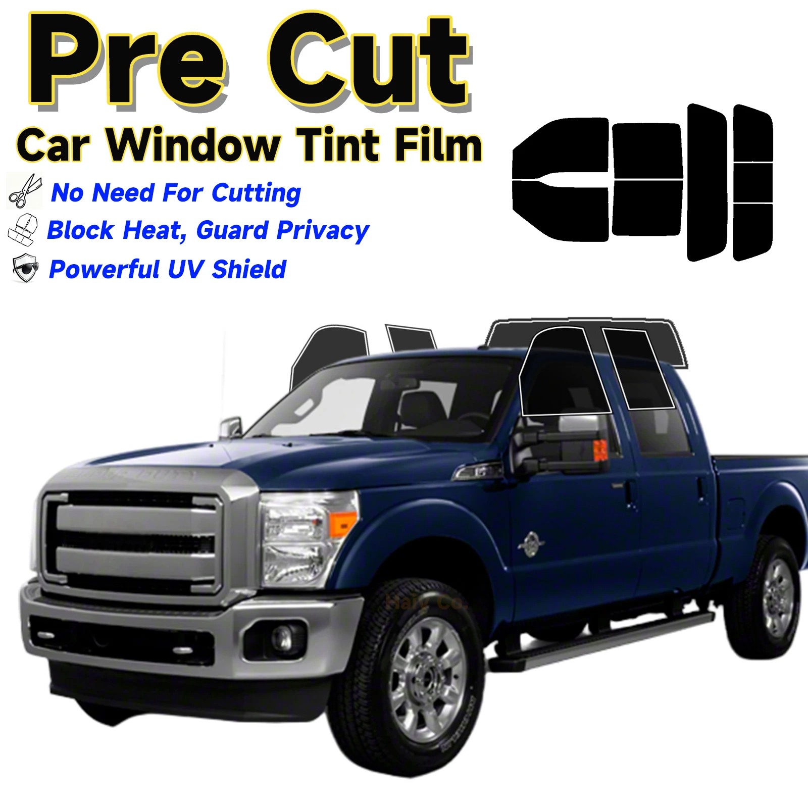 

Window Tint Film for Ford F250 F350 Crew Cab 2008-2012 Privacy Car Shade Heat & Uv Block Window Film Auto Windshield Sun Shade