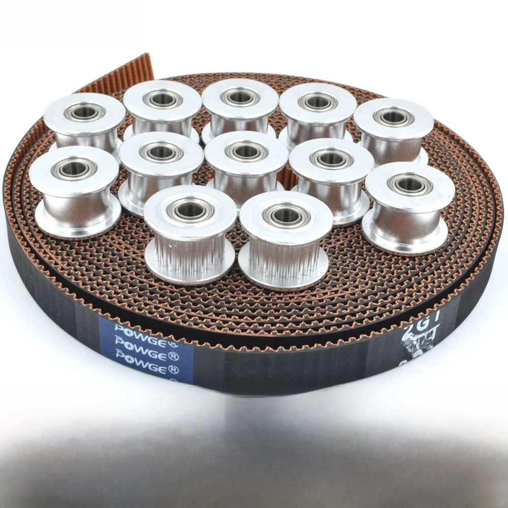 POWGE Silver Creality K1 Max Zestaw 3,5 metra 2GT-7,7 RF Otwarty pasek rozrządu 10 SZTUK 20 zębów 2GT Koło pasowe napinające Otwór 4 mm Drukarka 3D — 2