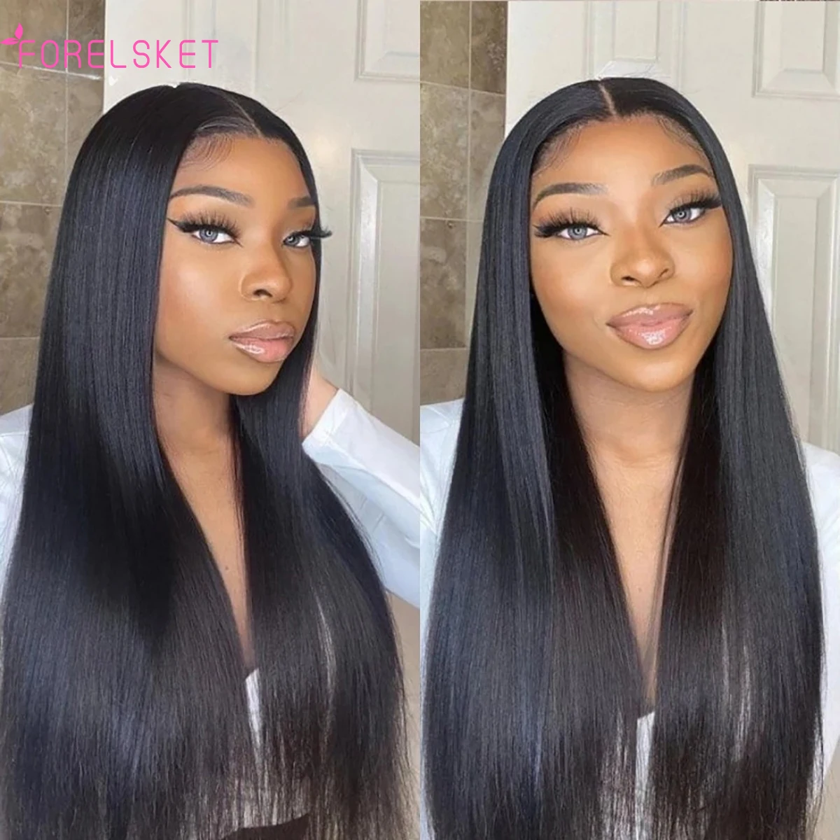 Wig 13x4 renda lurus tulang depan 30 32 inci Wig rambut manusia renda depan untuk wanita Wig rambut Brasil 4X4 Wig Frontal renda penuh