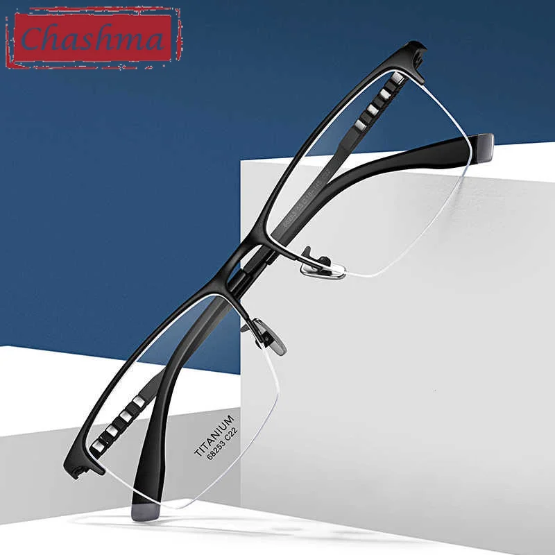 

Chashma Prescription Glasses Men Optical Eyeglasses Frames Pure Titanium Eyewear for Progressive Recipe Lenses Myopia Spectacles
