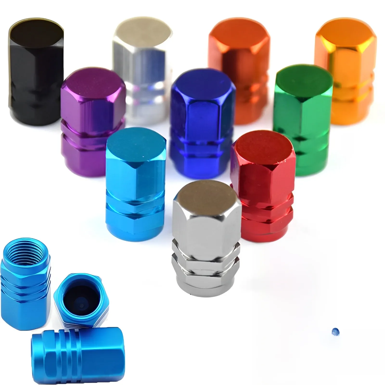 8/4PCS Kołpaki zaworów opon samochodowych Aluminiowe kołpaki zaworów opon samochodowych Kołpaki zaworów powietrza Sztyft Hermetyczna osłona Auto Akcesoria motocyklowe — zdjęcie 2