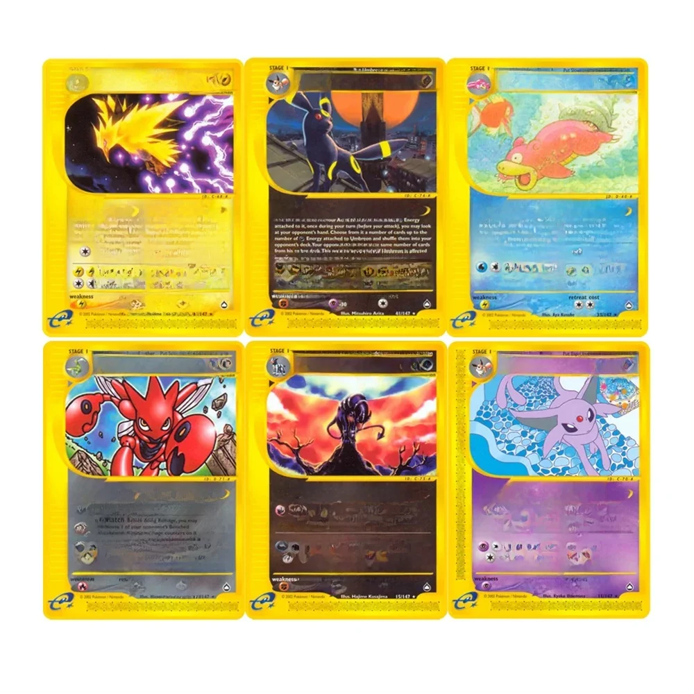 PKM PROXY cartes série E-Card Espeon Umbreon Tyranitar PTCG feuille jeu cartes de Collection jeu jouets