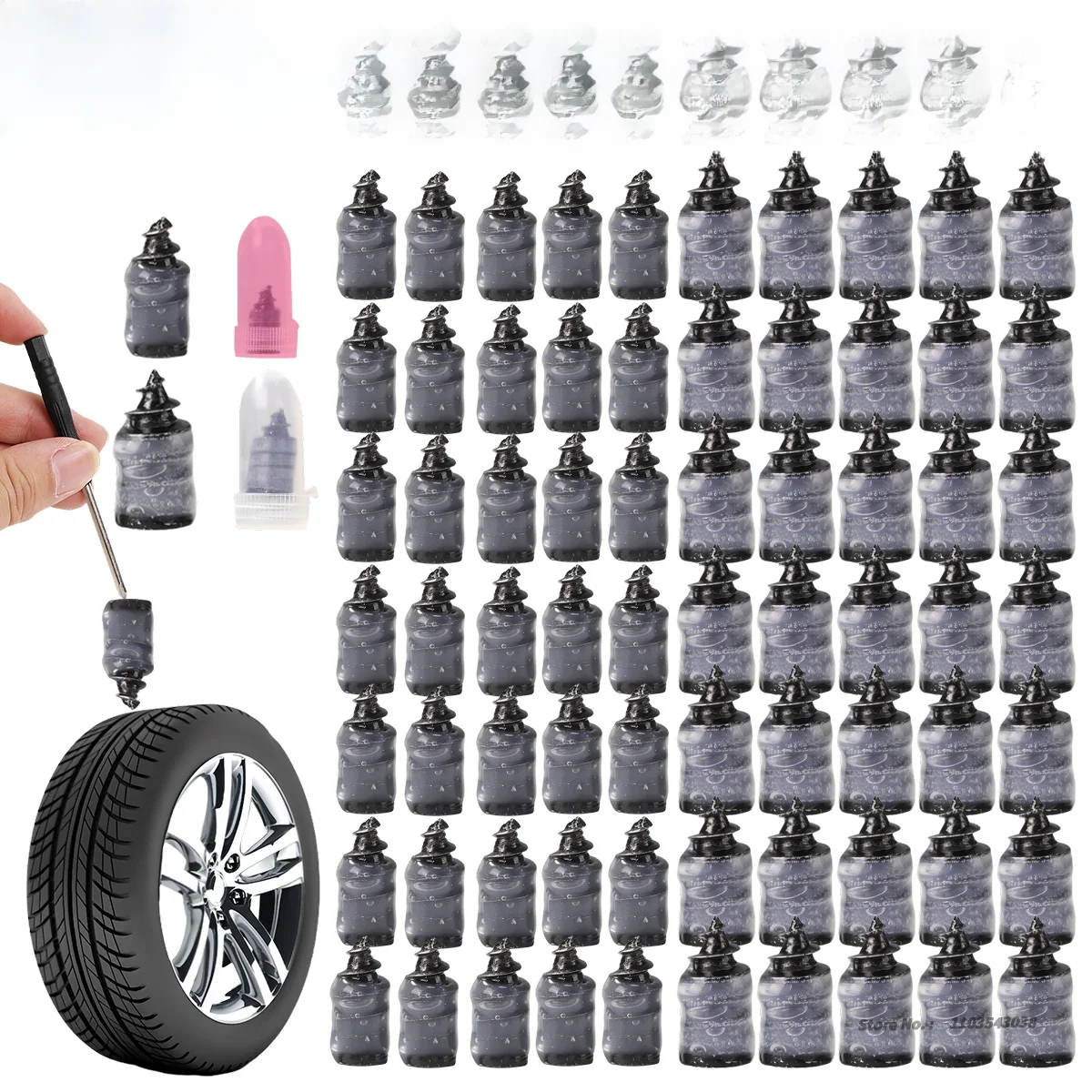 Réparation universelle de pneus de voiture sous vide, clous en caoutchouc pour voiture, moto, Scooter, Kit de réparation de pneus sans chambre à air, sans colle, 10 à 100 pièces