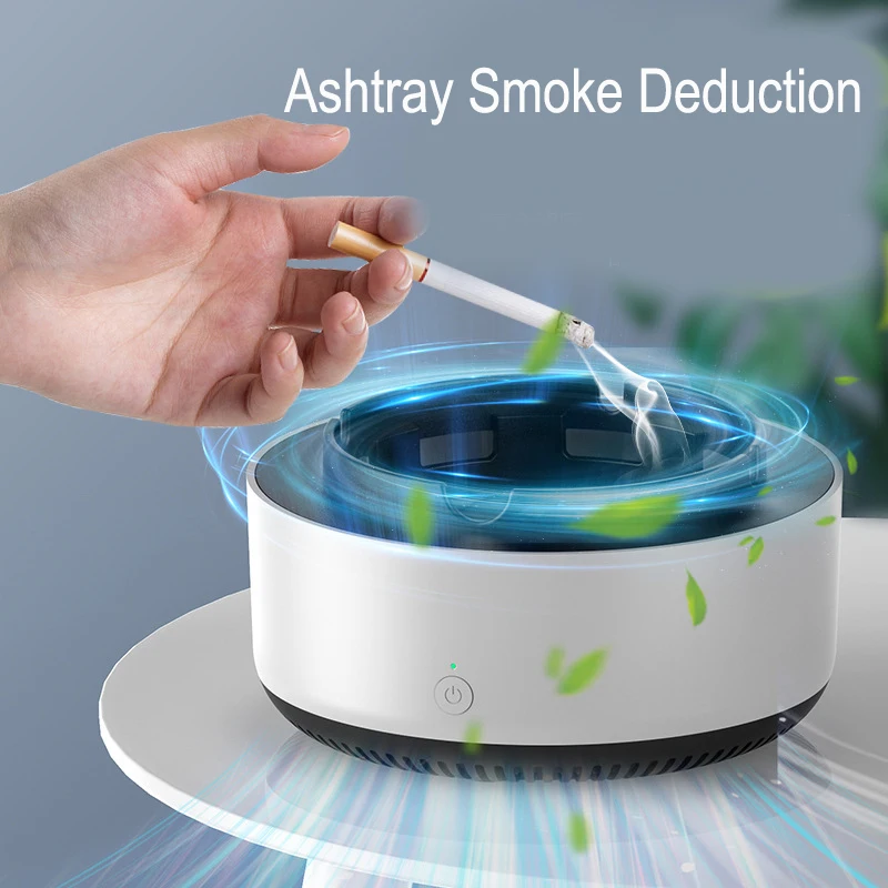 Ashtray with Air Purifier Function Filtering Second-Hand Cigarettes Remove Odor Smoking Accessories for Home Office Car