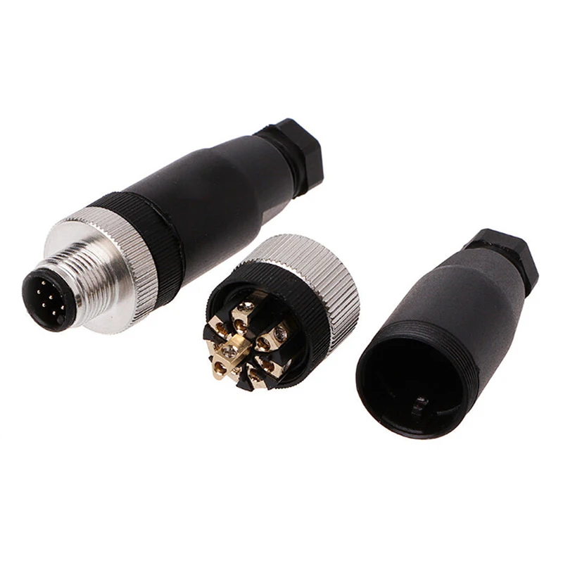 M12 Sensor Connector Waterproof Straight Angle Male Female Screw Threaded Plug Coupling 3 4 5 Pin