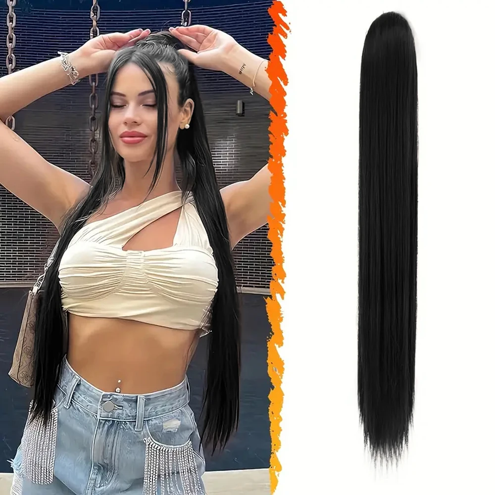 

Drawstring Ponytail Human Hair Extensions Clip-In Long Straight Ponytail Brazilian 100% Human Hair Ponytail Extensions For Women