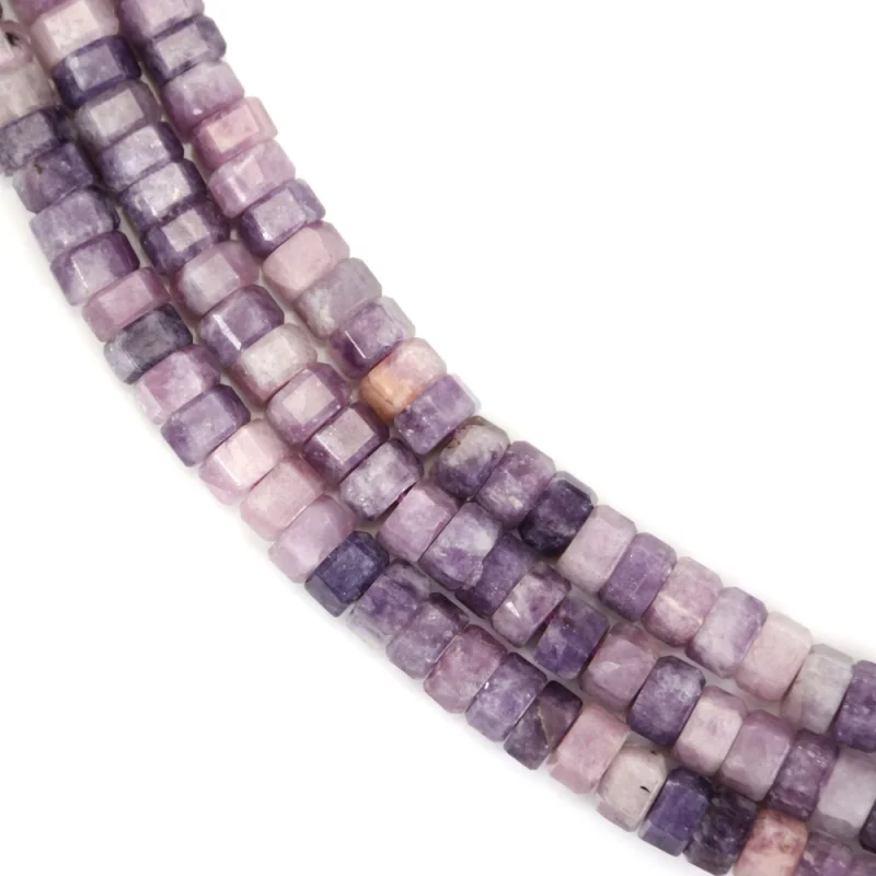 Lepidolite Beads Strand Faceted hexagonal 3x6mm Natural Semiprecious Stone For Jewelry Making  DIY Bracelet Earrings