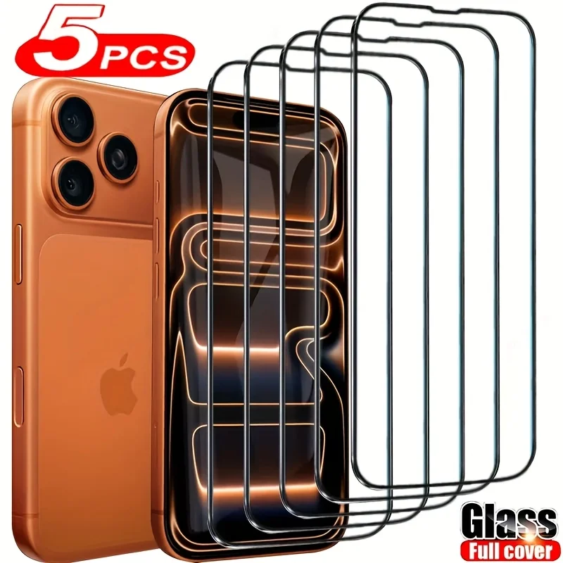 3/5 Stück HD-Glas-Displayschutzfolie für iPhone 16 15 14 13 12 11 Pro Max Vollbild-Schutzglas für iPhone 17Air