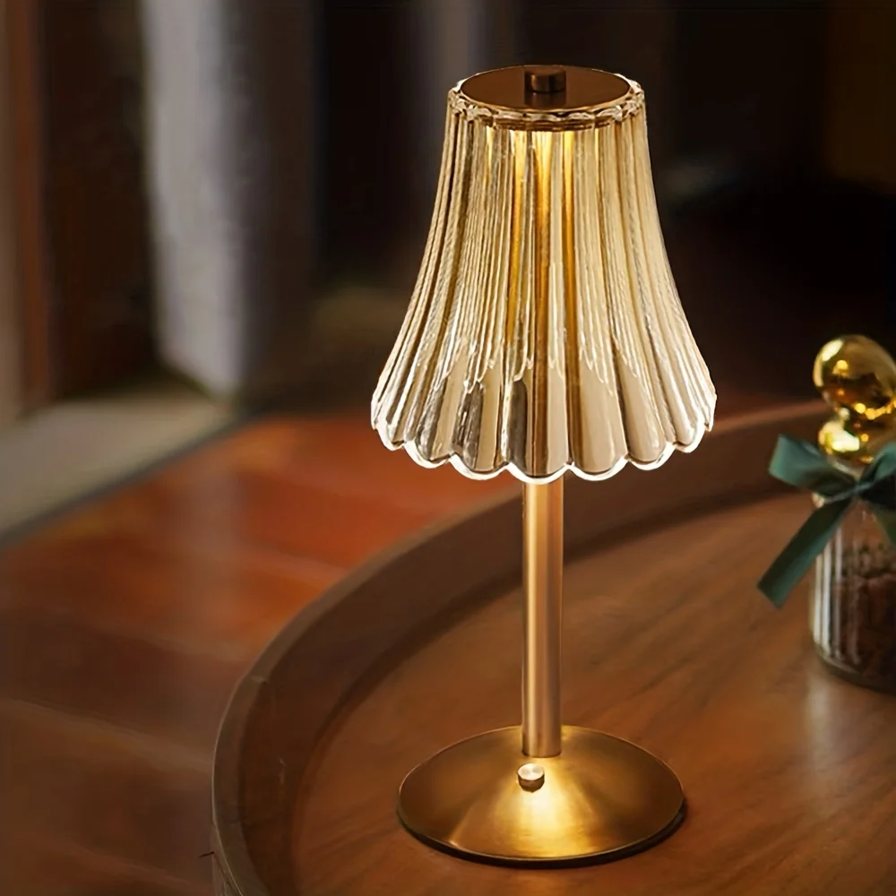 Tri-Tone LED Crystal Table Lamp with Wrought Iron Base - Perfect for Restaurants and Hotels