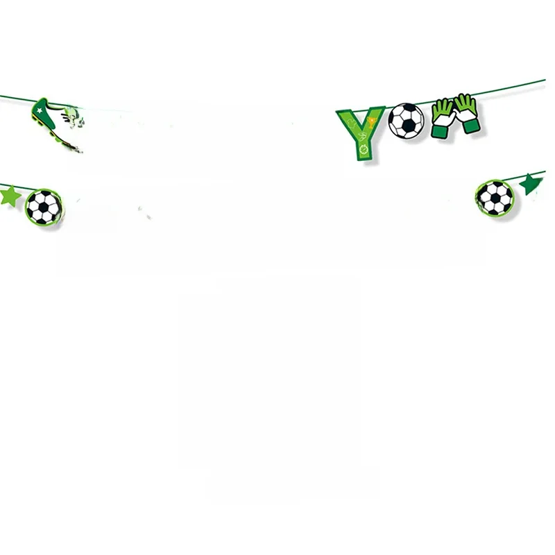 1 ensemble Football joyeux anniversaire papier bannière guirlandes école Sport Football thème enfants garçon fête d'anniversaire banderoles drapeau bébé douche