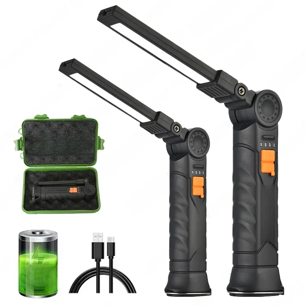 Lampe de poche LED COB multifonctionnelle, lanterne magnétique Portable pour le travail, Rechargeable par USB, pour réparation d'urgence, lampe torche de Camping