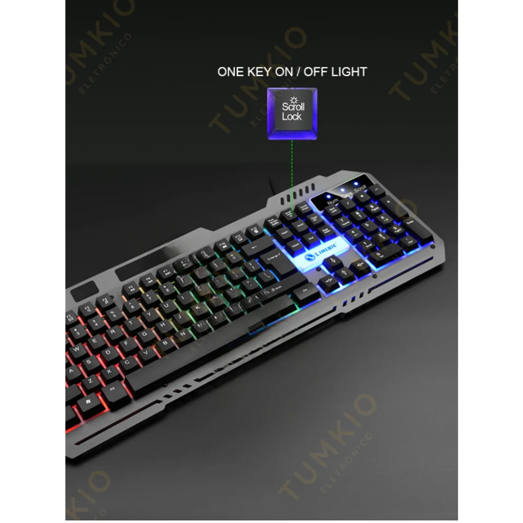 Teclado Gamer Com Fio Semi-mecânico RGB LED retroiluminado Computador Pc