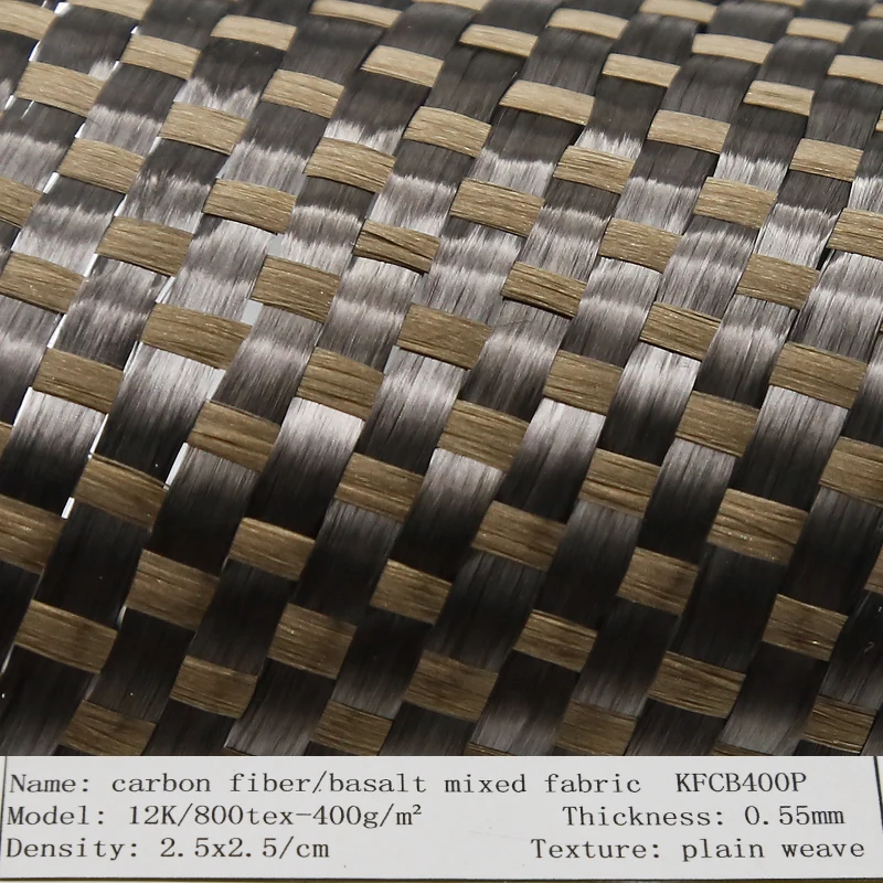 Kafu 12K Carbon & Basalt Fiber Hybrid Woven Cloth 400g Plain Weave Pattern Composite DIY Auto and Motorcycle Parts Covering