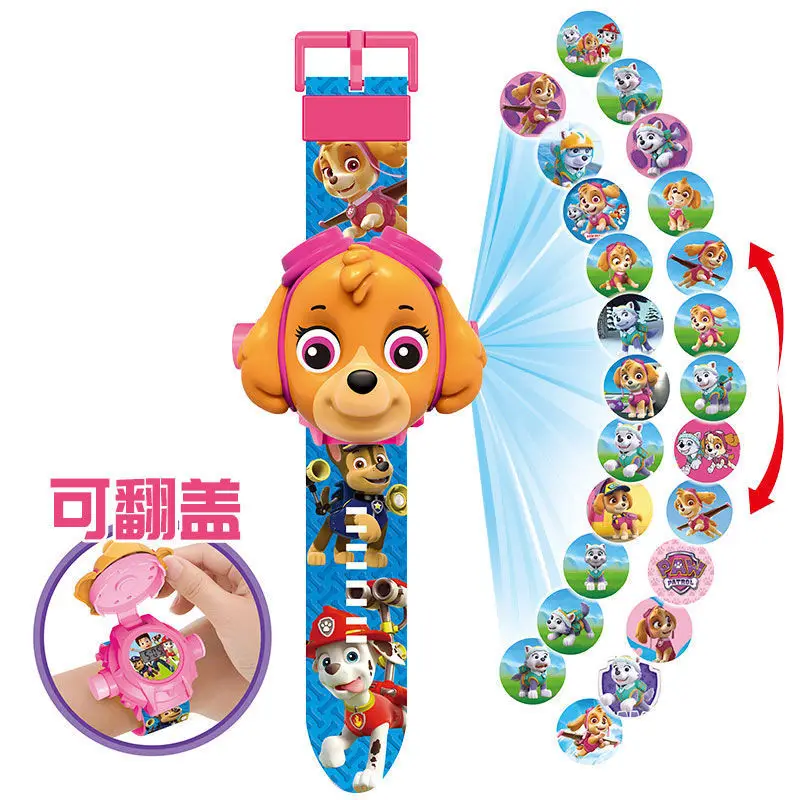 PAW PATROL Toys 3D Projection Digital Watch Dog Puppy Patrulla Canina Anime Action Figures Model Marshall Chase Kid Gift Set