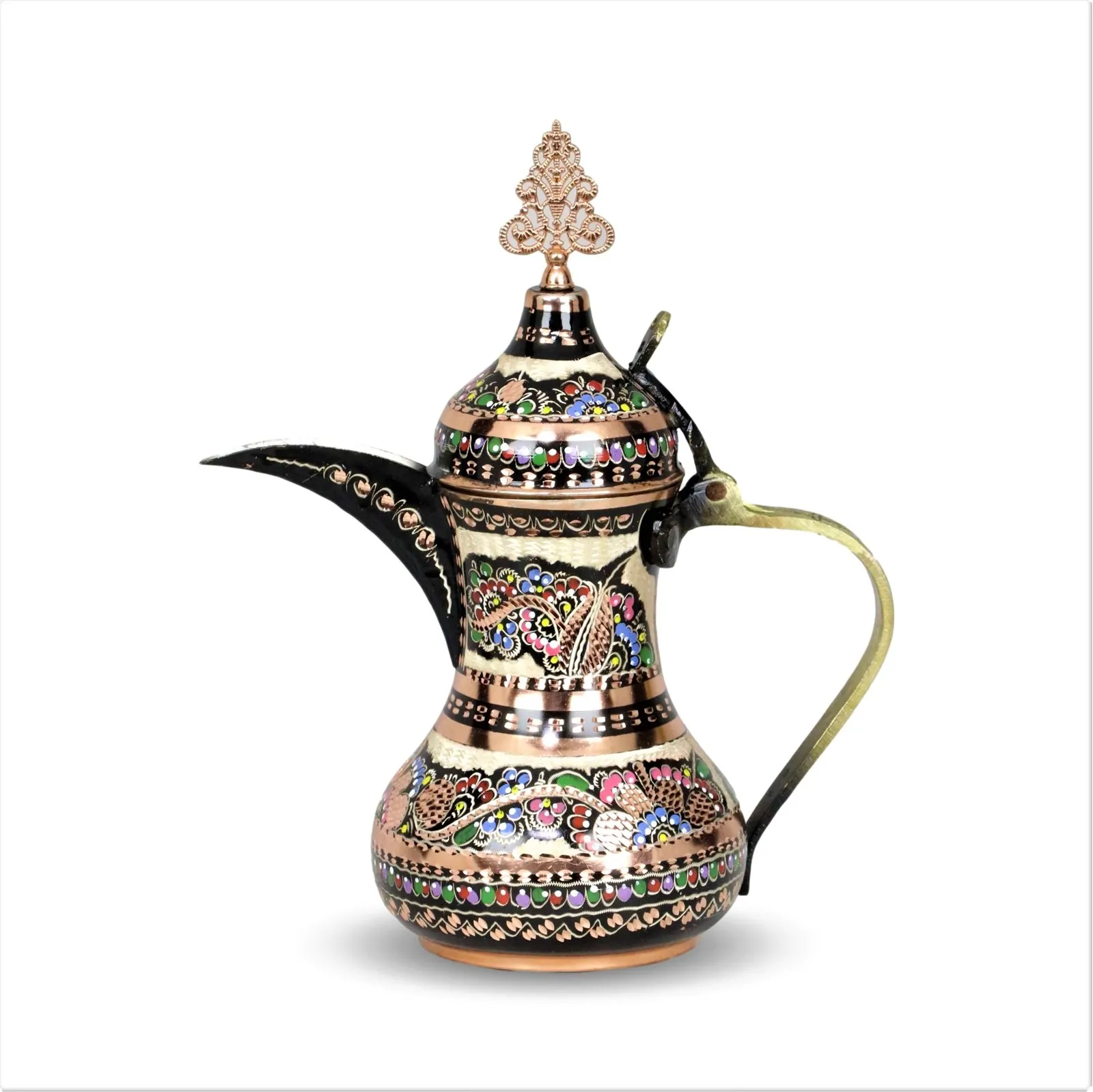 

Rose Flower Mırra Medium Size Copper Arabian Teapot Milk Pot 700 ml (1480)