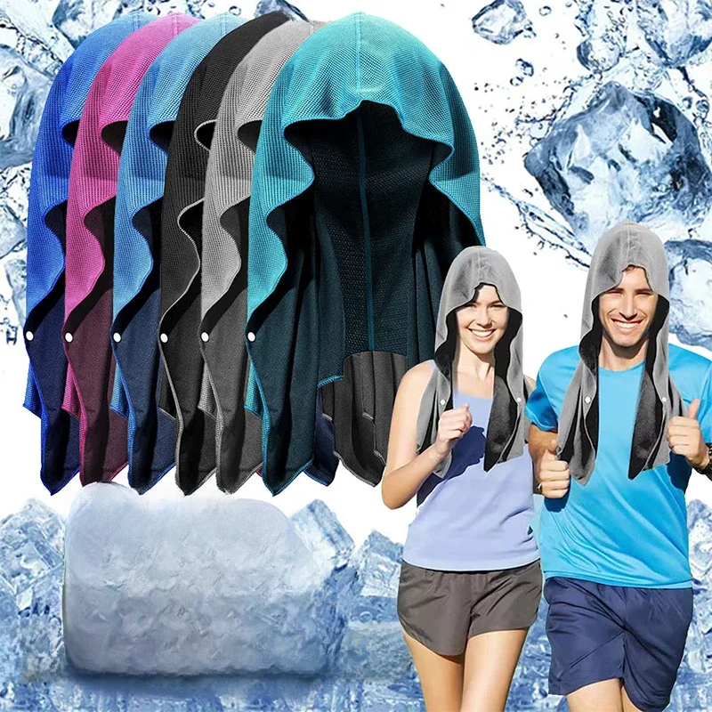 AliExpress Summer Cooling Hoodie Towel Sweat-absorbent Cool Anti-UV Cycling Soft Cold Sensing Quick-drying