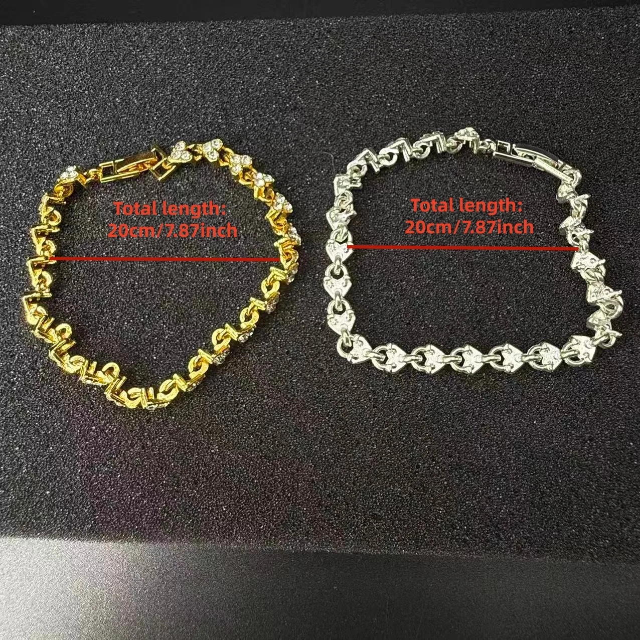 طقم أساور للسيدات مكون من قطعتين، أساور ذهبية وفضية على شكل قلب بلونين، طراز بسيط، هدية الهالوين، هدية عيد ميلاد #6