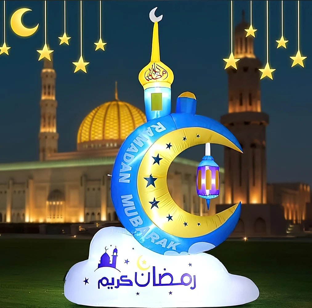 

Inflatable Ramadan Eid Mubarak Moon Decoration Muslim Festival LED Light