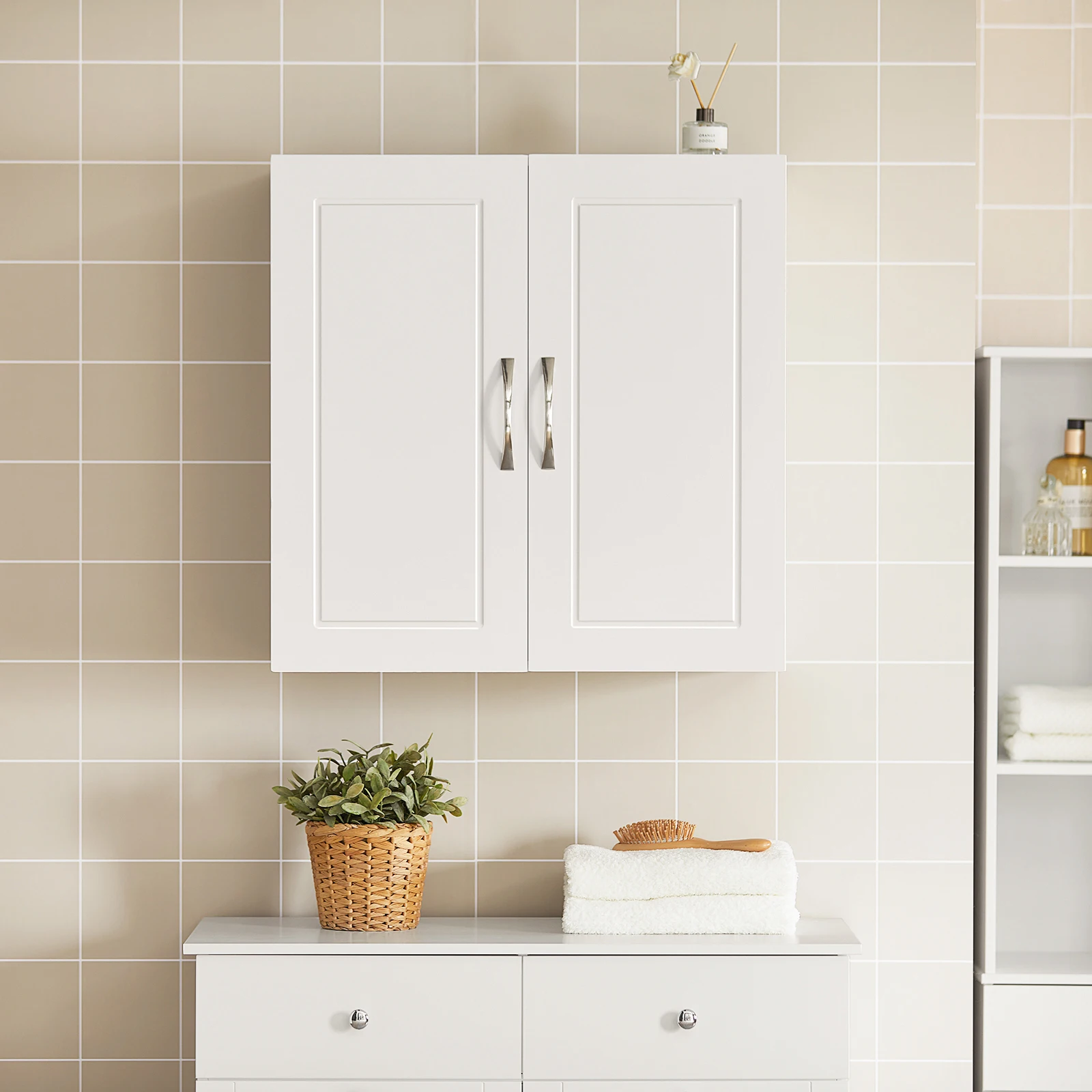 SoBuy FRG231 Armoire suspendue Placard suspendu avec étagère réglable Salle de bain cuisine salon BHT Environ: 60x60x30cm