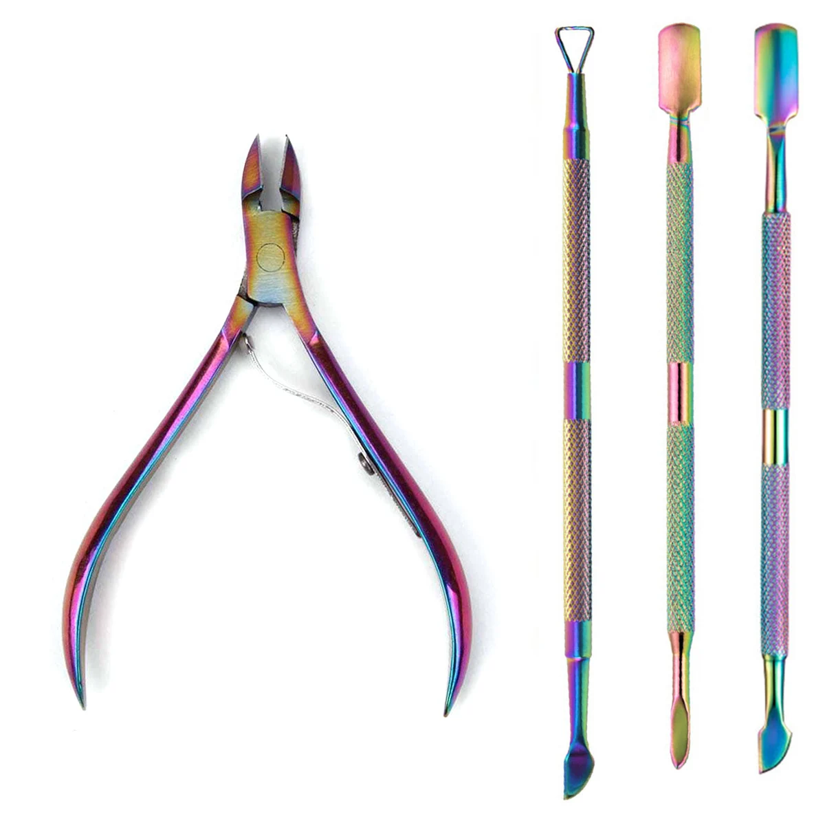 4 stks/set Professionele Rvs Nail Cutter Schaar Tangen Muti Functie Cuticle Pusher Remover Nail Care Manicure Kits