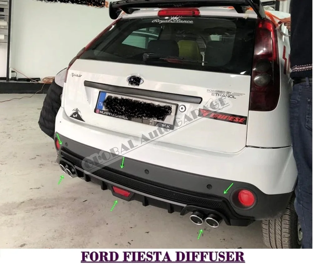 For Ford Fiesta 2003 2004 2005 2006 2007 2008 2009 Diffuser Extension Rear Bumper Attachment Car Styling Auto Accessory Exhaust