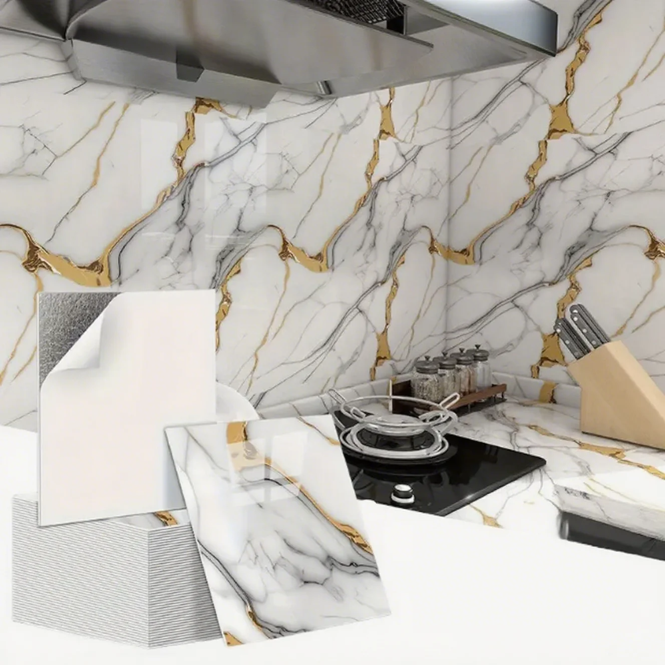 Marble Waterproof Self-Adhesive Wallpaper PVC Wallpaper Living Room TV Background Wall Decoration Wall Sticker