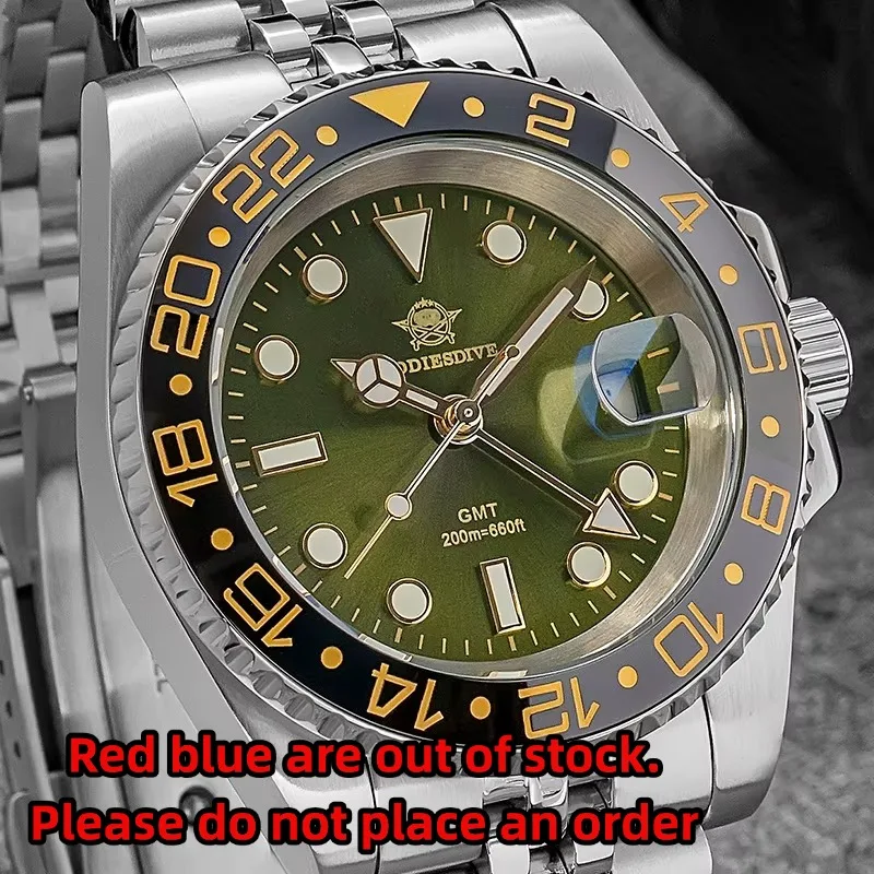 

ADDIESDIVE Luxury Watch for Men Waterproof GMT Watches Stainless Steel Luminous 20Bar Diver Man Quartz Wristwatches Reloj Hombre