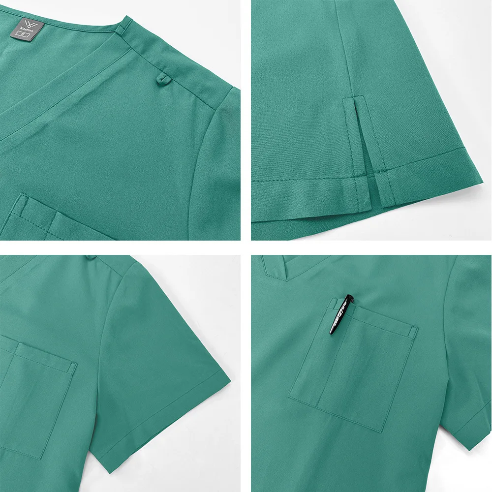 Unisex manga curta Farmácia Enfermeira Uniforme, Hospital Médico Workwear, Uniformes de Cirurgia Odontológica Oral, Medical Scrubs Conjuntos, 10 cores