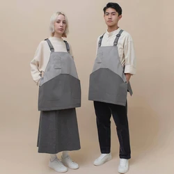 Waterproof Adjustable Apron for Men and Women, Cotton Coverall, Splicing Section, Waiter, Barber Work Apron, New