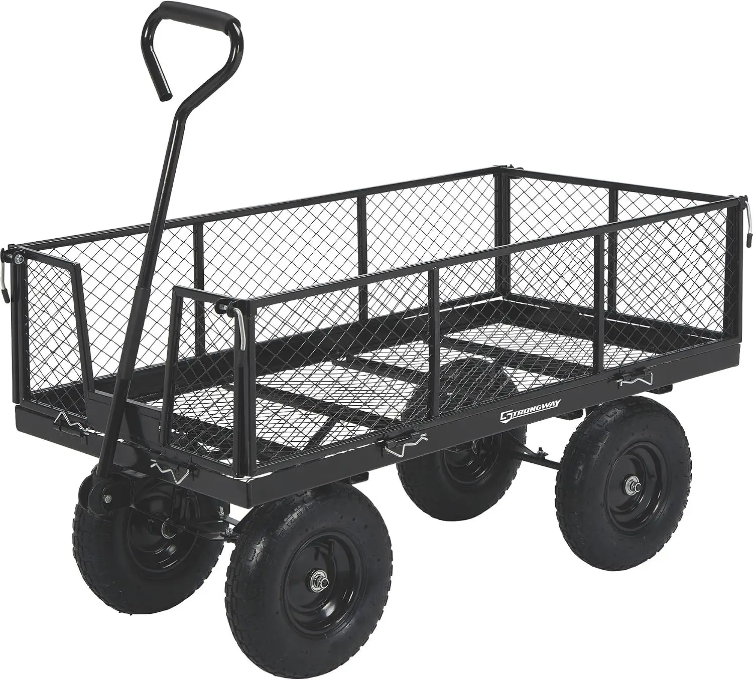 Steel Jumbo Garden Wagon with Removable Sides, 1400-Lb. Capacity 50in.L x 24.1in.W x 26.75in.H, 13in. pneumatic tires, Easy loading, Yard/farm/property use, Durable outdoor design