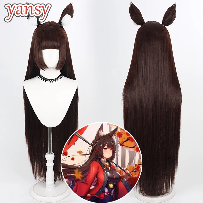 yansywig-synthetic-hair-ijn-amagi-cosplay-wigs-with-ears-azur-lane-ijn-amagi-100cm-long-straight-dark-brown-wig-heat-resistant