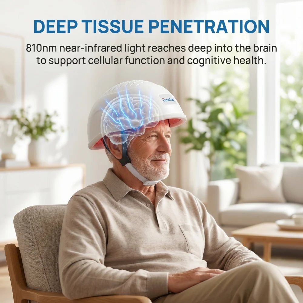 

Dawfek Professional Red Light Therapy Helmet 810nm Infrared PBM Helmet for Stroke Parkinsons Brain Diseases Photobiomodulation therapy