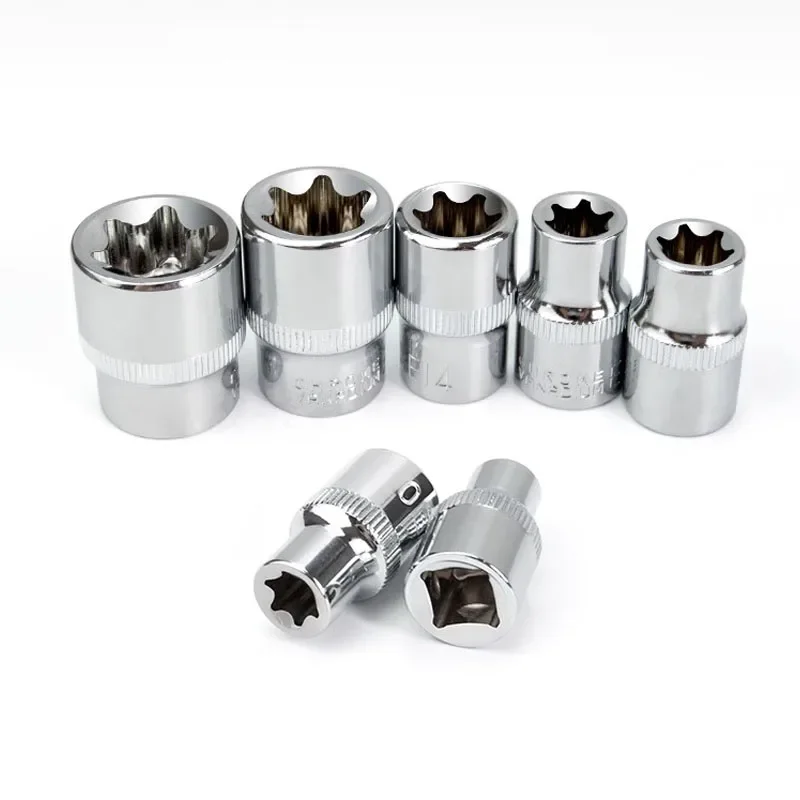 Tête de douille Torx Star 3/8 pouces, clé à cliquet de Type E, tête de douilles E8 E10 E11 E12 E14 E16 E18 E20, adaptateur, outil de réparation automobile