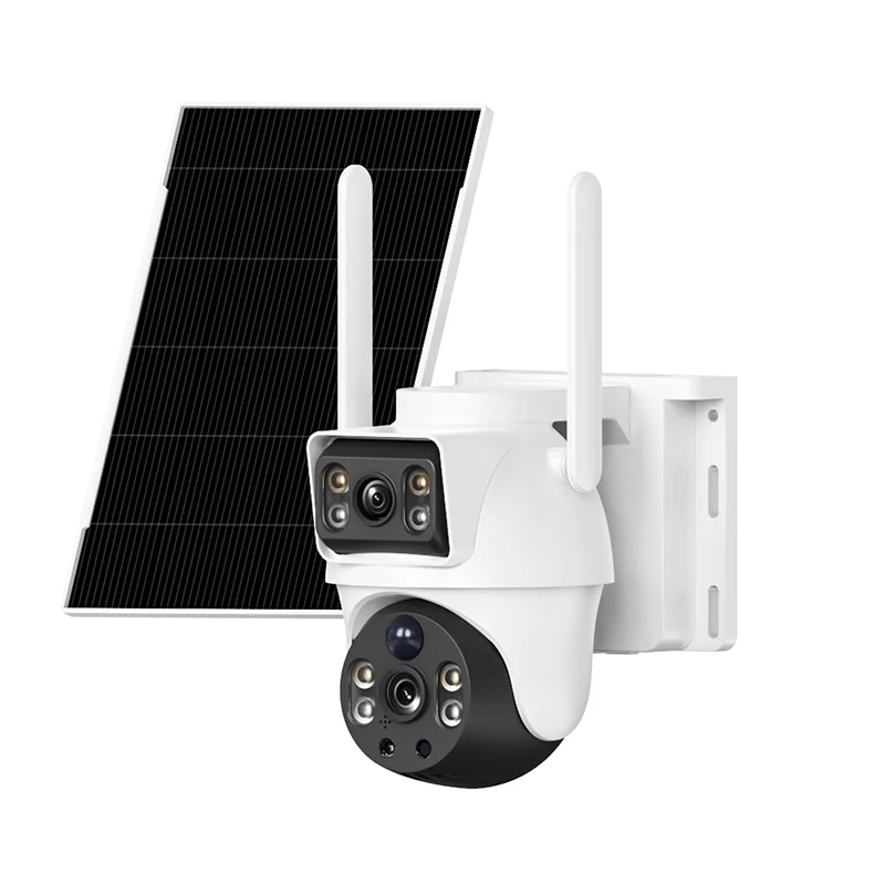 XIAOVV 8MP 2K WLAN-Solar-Sicherheitskamera für den Außenbereich, kabellose Dual-Lens-PTZ-IP-Kamera mit KI-Menschenerkennung, Nachtsicht, wasserdicht, CCTV-Überwachung