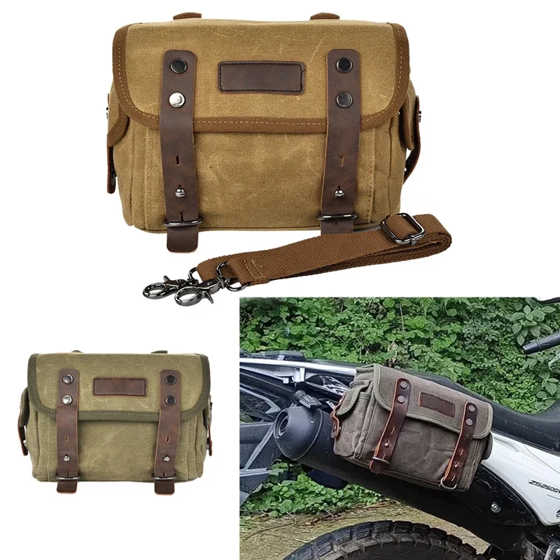 AliExpress NONE Motorcycle Luggage Bag Waterproof Bike Saddle Bag Vintage Retro Rear Bag For Motorbike Waxed Canvas Rider Side Bag Men