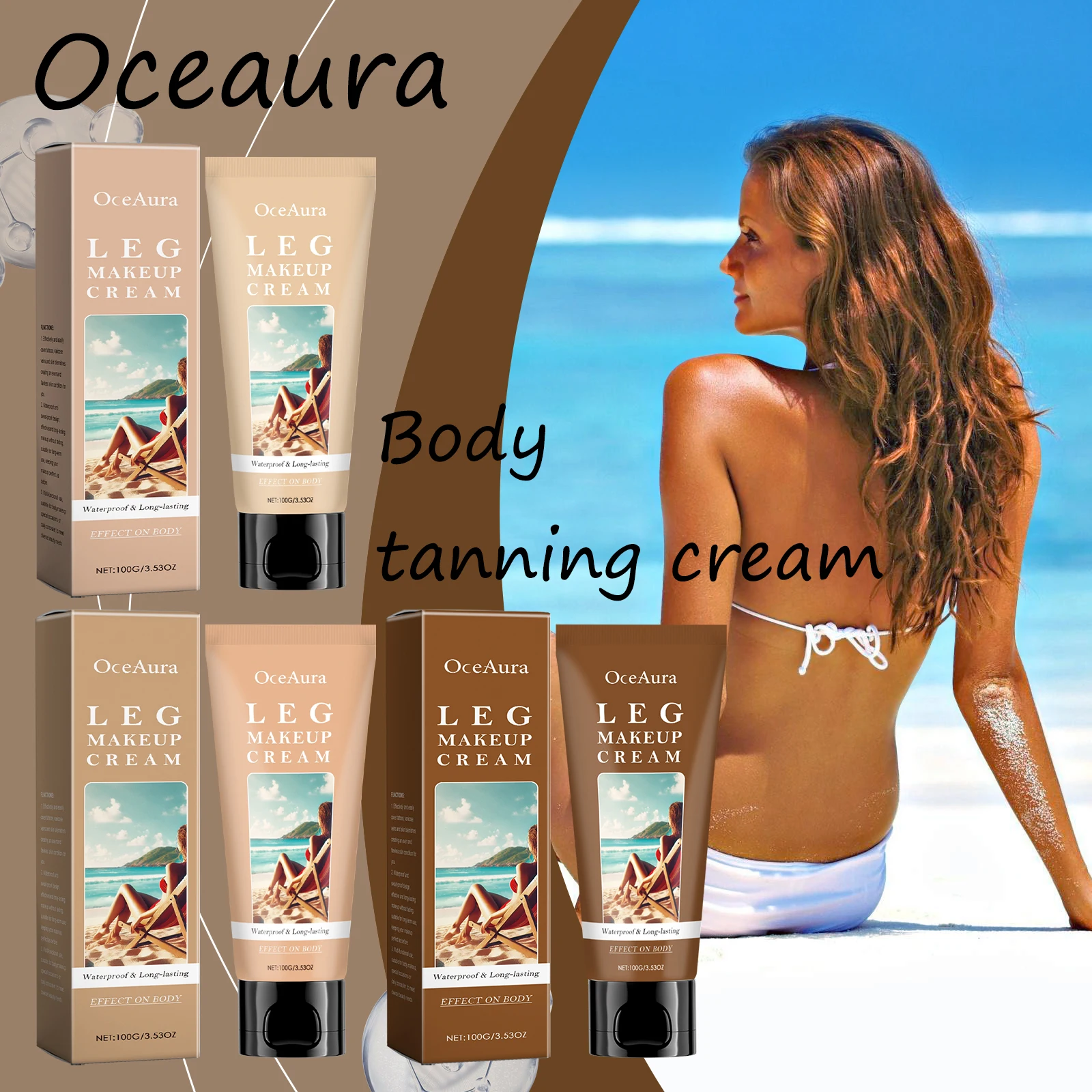 

Oceaura Leg Makeup Cream Perfect Cover Tattoo Moisturizing Lasting Tanning Makeup Sweatproof Waterproof Body Concealer Cream